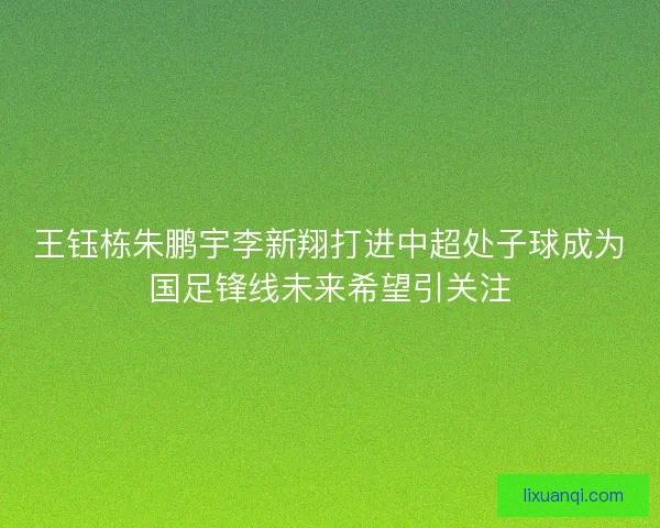 王钰栋朱鹏宇李新翔打进中超处子球成为国足锋线未来希望引关注